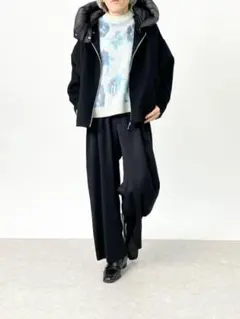 マリエール ウール混ダブルフェイス Mサイズ 中綿フード付 ２ウェイジャケット