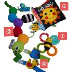 SASSYまとめ売り①歯固め②ベビーカートイ③布絵本あーそーぼ④リストラトル