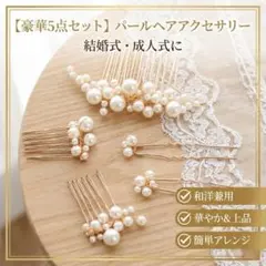 パールヘアアクセサリー 5点セット コーム Uピン 結婚式 和装 卒業式 華やか