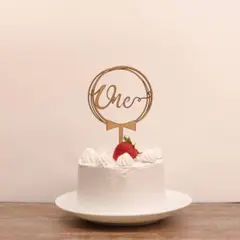 丸リボン One 数字1付【7.5cm】ケーキトッパー 1歳