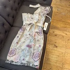 K2241新品 LoveRich キャバドレス F グレー ワンショ 刺繍レース