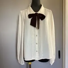 PATTERN・パターン・長袖・ブラウス・リボン付き・M
