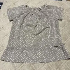 水玉模様 半袖ブラウス グレーのサムネイル