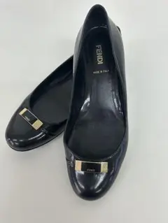 FENDI ブラック フラットシューズ、パンプス、ブラック／ゴールド金具
