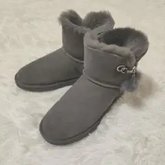 UGG【美品】ファーのフリンジ付ムートンブーツ UK7　24cm