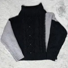 ハイネック ニット セーター 長袖トップス ブラック