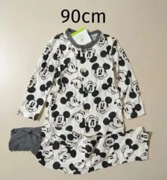 新品 ミッキーマウス 長袖パジャマ 90cm Tシャツ 腹巻き付きパンツ 薄手、
