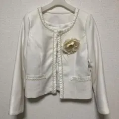 コサージュ付き　ノーカラージャケット　Lサイズ　入学式　フォーマルスーツ