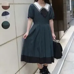 axes famme タイ付き×セーラー襟ワンピース