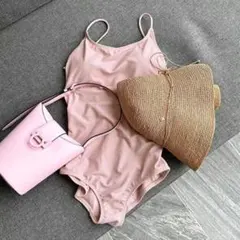 新品 神戸レタス 岡部あゆみ バックリボン ワンピース 水着 ピンク Mのサムネイル