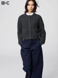 ［新品］UNIQLO ワッフルニットクルーネックカーディガン