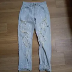 MOUSSY ダメージ加工 ハイウエストデニム