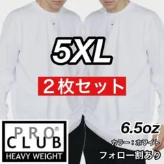 新品未使用 プロクラブ 6.5oz ヘビーウエイト 長袖Ｔシャツ 白2枚 5XL