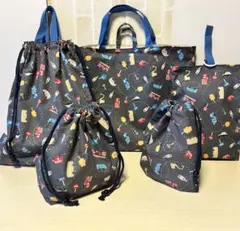 【匿名配送】ハンドメイド　入園入学5点セットNO.288 働く車柄　超撥水