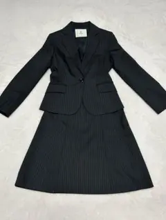 【美品】ef-de 黒 ストライプ 黒スーツ 上下セット