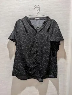 GLACIER 黒ドット柄ブラウス　 Lサイズ