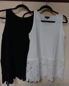 ノースリーブチュニック ブラック ホワイト