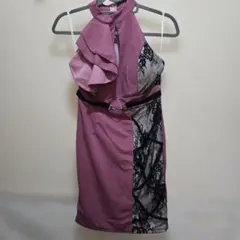 dazzy store パープル フリル レース タイトドレス