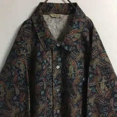 90s 古着 ペイズリー シェルボタン 総柄デザインシャツ 長袖 メンズL相当