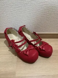 BODY LINE レッド リボン パンプス 24.5cmのサムネイル