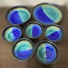 ぴ*ん様 ヴィンテージ　コレクション　青緑　ブルー　グリーン　皿　深皿　小鉢