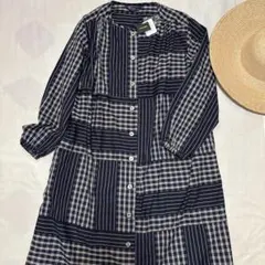 新品タグ付★ドラッグストアーズ★シャツワンピース★パッチワーク定価17,600円