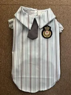 犬服　制服　シャツ　小型犬　ストライプ　ネクタイ