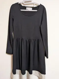 ROPÉ PICNIC ブラック長袖ひざ丈ワンピース