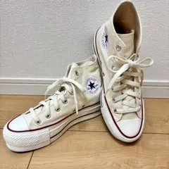 【美品】コンバース　オールスター　リフテッドHI ナチュラル24.5cm 厚底