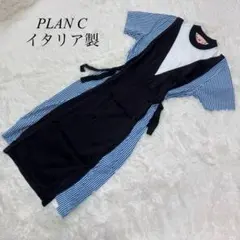 【定価74,000円】PLAN C カラーブロックワンピース ストライプ 異素材のサムネイル