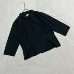 アニエスベー ＊ 七分袖 コットン シャツジャケット 黒系 42 大きいサイズ