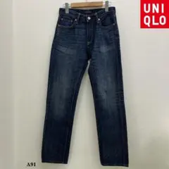 UNIQLO『ユニクロ』ストレート ジーンズ【27】ネイビー 紺