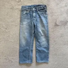 デニムダンガリー ストレートパンツ 120cm ライトブルー