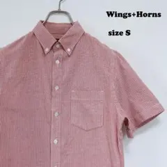 【人気】wings+horns ストライプ BDシャツ ヒッコリー　ワーク