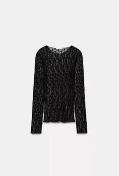 ZARA レースロングスリーブトップス ブラック