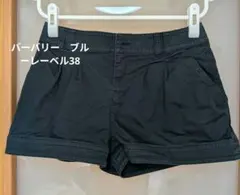 【訳あり】バーバリーブルーレーベル ショートパンツ 黒 38 ノバチェック 刺繍のサムネイル