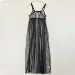 2way 重ね着 シースルーキャミワンピース 黒