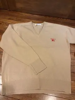 バーバリー　ラムウールセーター 赤ロゴ刺繍