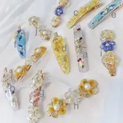 花柄レジンヘアクリップセット