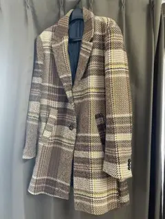 ZARA チェスターコート Mサイズ ブラウン系 チェック柄