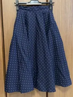 UNIQLO ユニクロ ドット柄 フレアスカート ネイビー S ドット柄のサムネイル