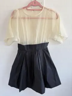 美品⭐︎FRAY I.D⭐︎シフォン半袖ワンピース ブラック/ネイビー