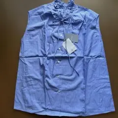 イエナIENA フリルノースリーブストライプシャツ