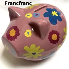 【美品】 Francfranc フランフラン 貯金箱 置物 花柄 アニマルのサムネイル