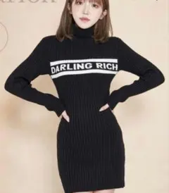 ダーリッチ　AWジャガードニットミニワンピース ブラック