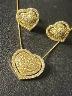 K18金ハートネックレスピアスセット2.00ct