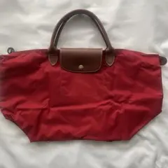 ロンシャン　ル プリアージュ　オリジナルMトップハンドルバッグ　レッド