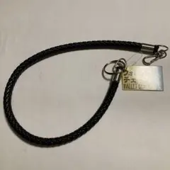 黒のウォレットチェーン 編み込みデザイン　レザータイプ