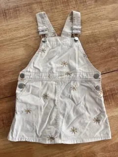 petit main 白デニムジャンバースカート S