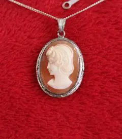 アンティーク ネックレス シェルカメオ silver 銀細工 シルバー製 A74